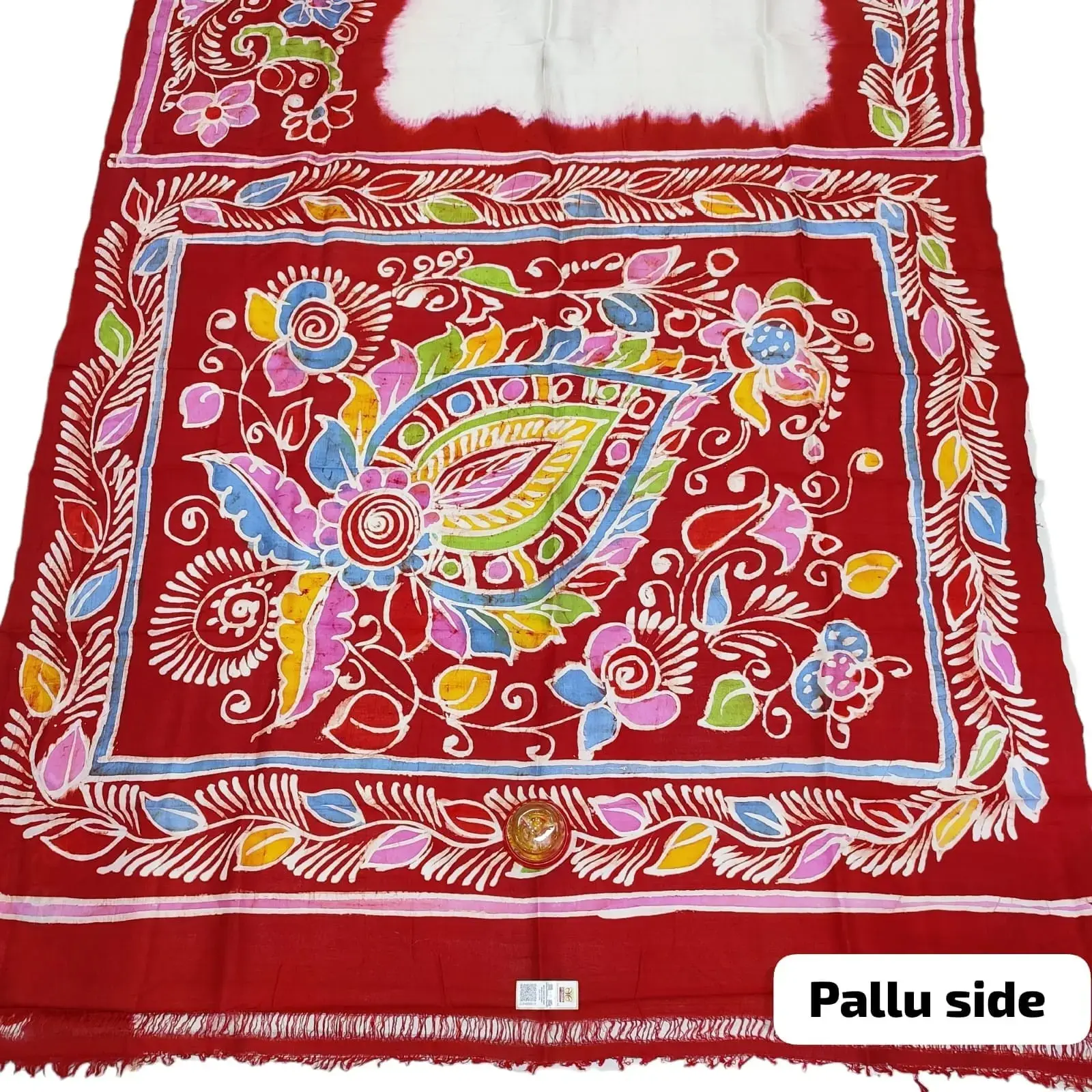 Pure Murshidabad Silk Hand-Painted Red Saree | Traditional Bengali Designer Silk for Festive & Wedding Wear